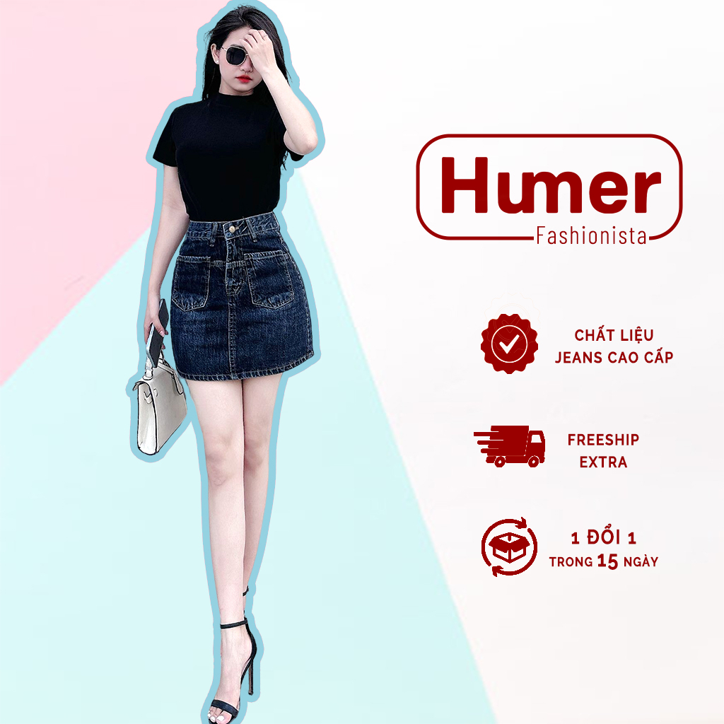 Chân váy ngắn Humer form dáng chữ a lưng cao thiết kế siêu xinh style Hàn Quốc Q.108