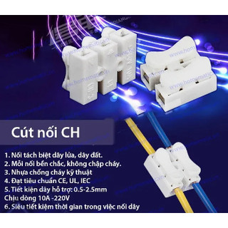 Đầu nối nhanh dây điện - cút nối dây điện ch-2 2p