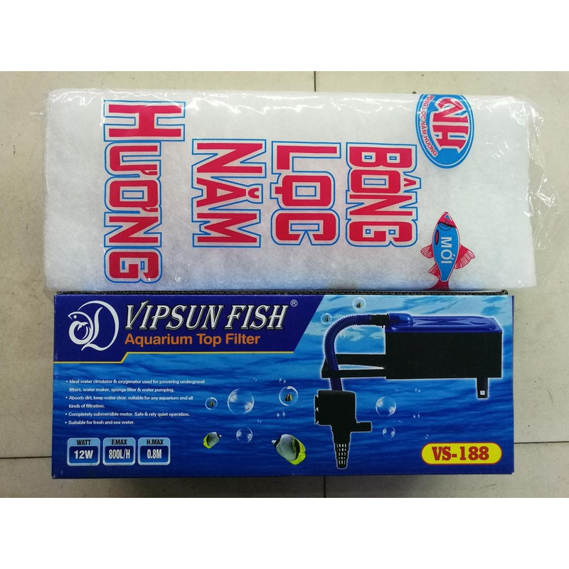VIPSUN FISH VS-188 - BỘ MÁNG VÀ MÁY BƠM LỌC NƯỚC HỒ CÁ - CÓ BÔNG LỌC