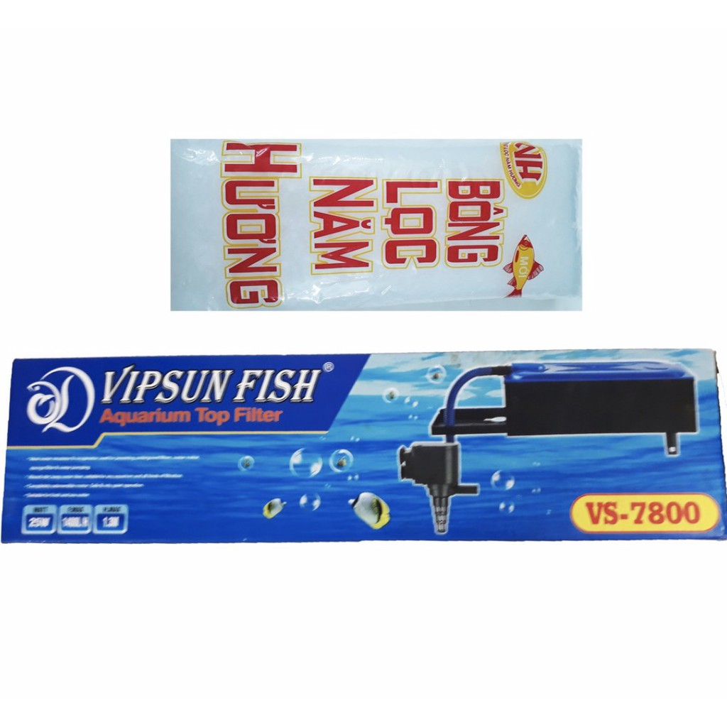 VIPSUN FISH VS-7800 - BỘ MÁNG VÀ MÁY BƠM LỌC NƯỚC HỒ CÁ - CÓ BÔNG LỌC