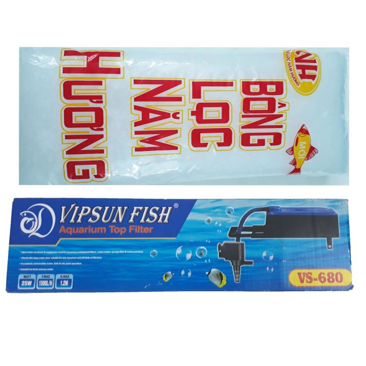 VIPSUN FISH VS-680 - BỘ MÁNG VÀ MÁY BƠM LỌC NƯỚC HỒ CÁ - CÓ BÔNG LỌC