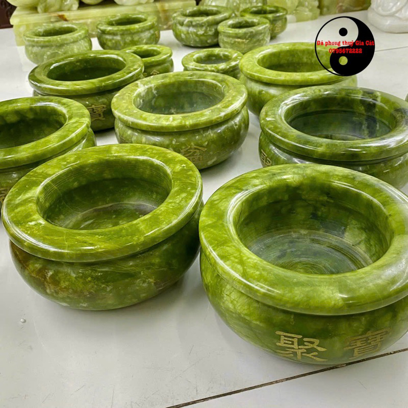 Bát tụ bảo xanh serpetine 12 cm 15 cm 10 cm kiểm định