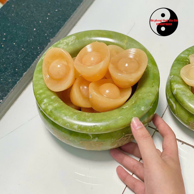 Bát tụ bảo xanh serpetine 12 cm 15 cm 10 cm kiểm định