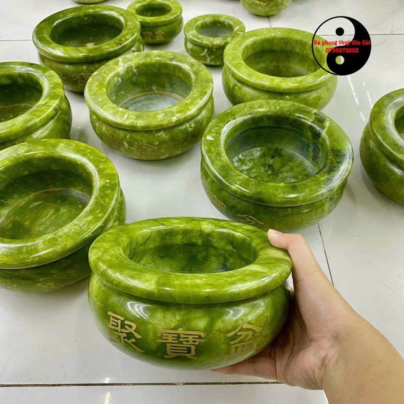 Bát tụ bảo xanh serpetine 12 cm 15 cm 10 cm kiểm định