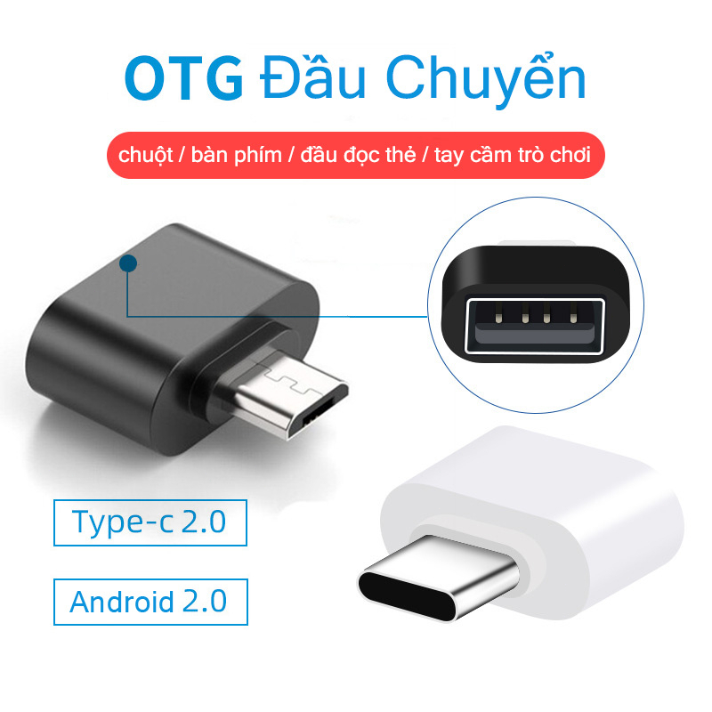 Đầu chuyển USB 2.0 ra Type C OTG để kết nối chuột bàn phím/tay cầm-SN