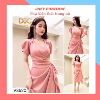 V3520 Váy hồng xẻ tà dập ly đính ngọc [DVC&ACC] váy đầm hồng dáng ôm A dự tiệc sang chảnh