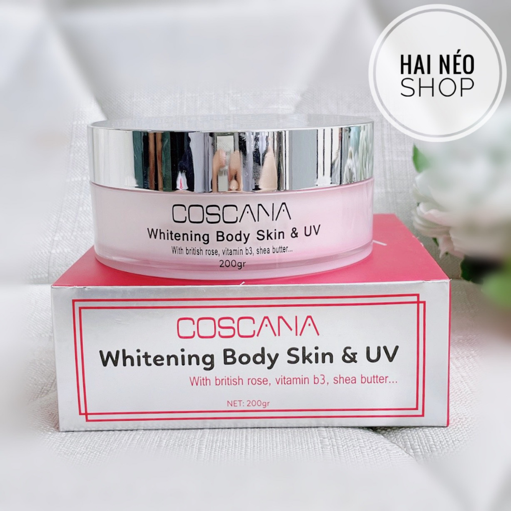 Kem dưỡng trắng, nâng tone body chứa Niacinamide cùng chiết xuất Hoa hồng COSCANA Whitening Body Skin