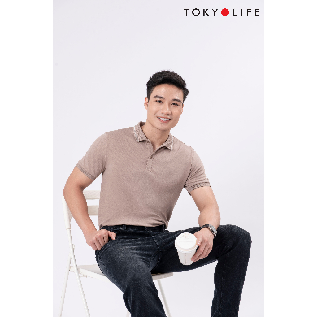 Áo Polo NAM cổ phối kẻ melange TOKYOLIFE C7POL005K