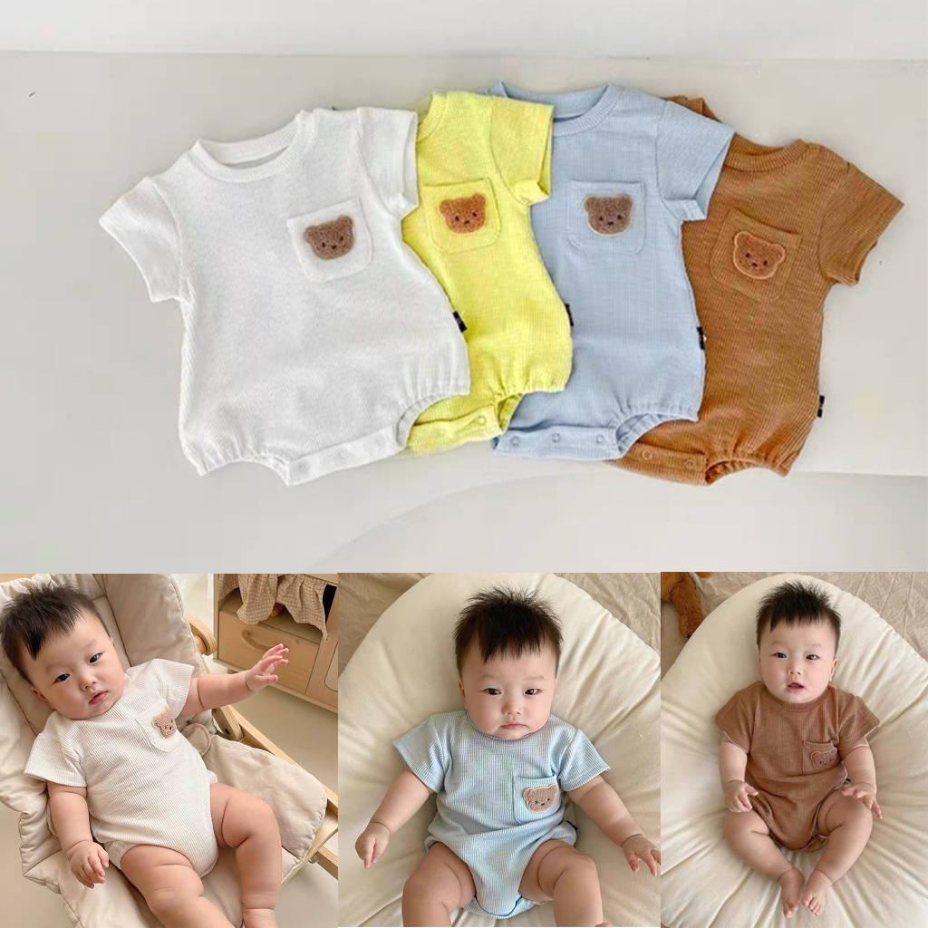 Áo liền quần cho bé sơ sinh Body chip cộc tay vải tăm lạnh cho bé trai bé gái SLH44