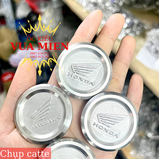 Chụp che sên catte logo honda cánh chim inox304 CNC tặng 4 ốc catte