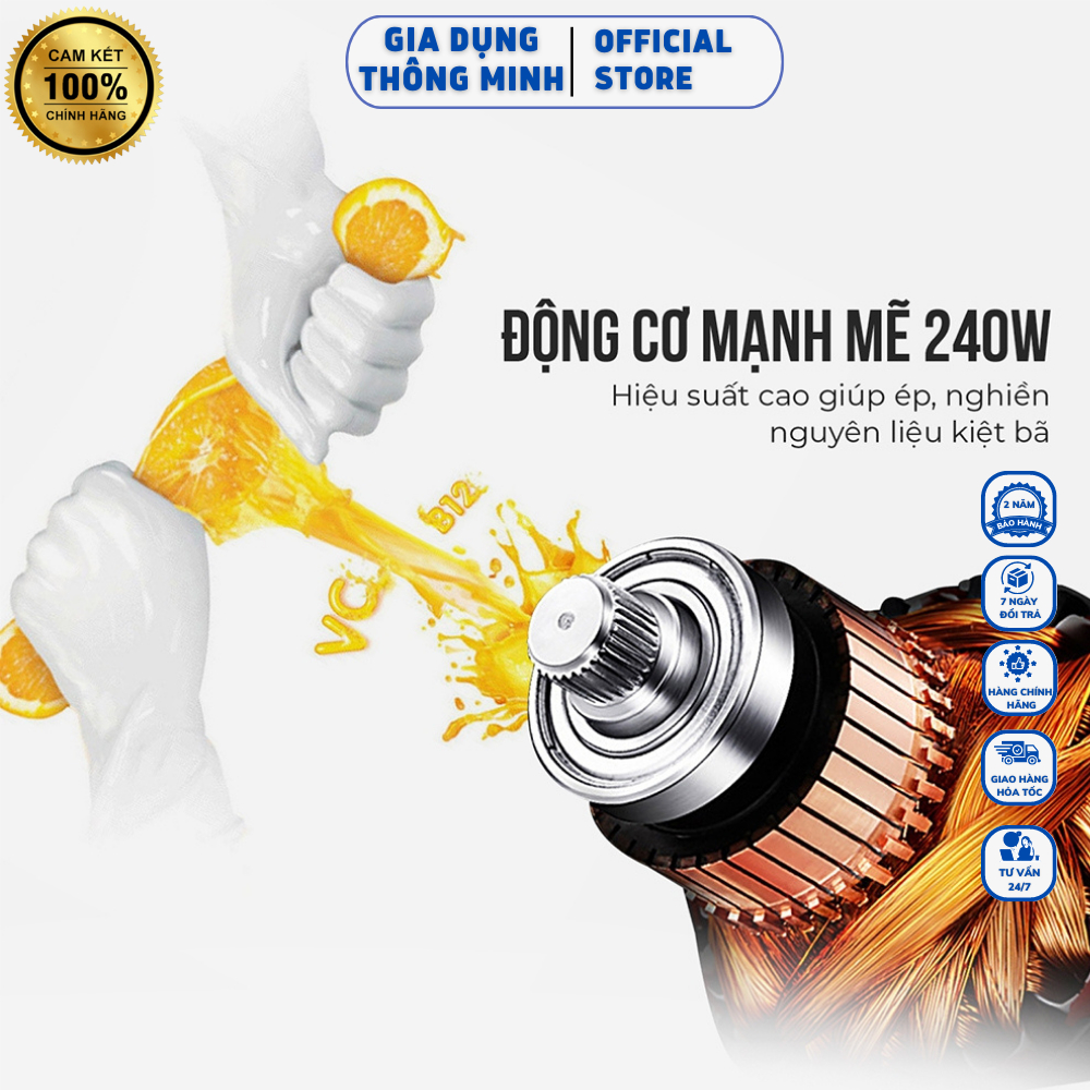 Máy ép trái cây chậm GESUN G500 240W, ép kiệt bã 98%, máy ép các loại rau củ quả và làm kem tươi