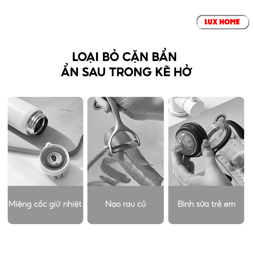 Cọ vệ sinh đa năng, dụng cụ vệ sinh cốc, bình sữa, bình nước xoay 360, 3 đầu chức năng