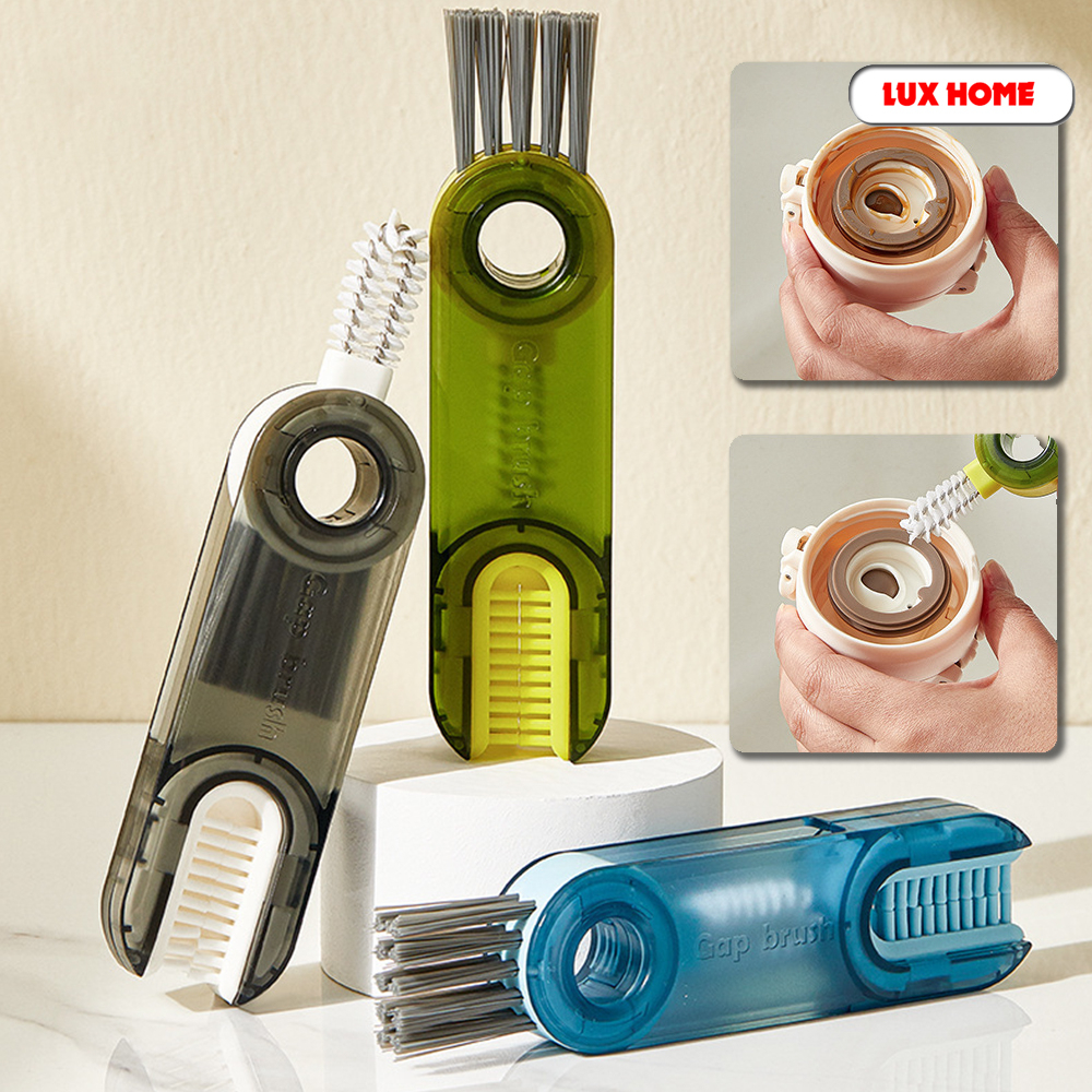 Cọ vệ sinh đa năng, dụng cụ vệ sinh cốc, bình sữa, bình nước xoay 360, 3 đầu chức năng