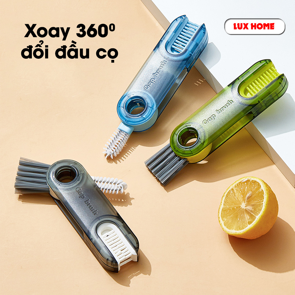 Cọ vệ sinh đa năng, dụng cụ vệ sinh cốc, bình sữa, bình nước xoay 360, 3 đầu chức năng