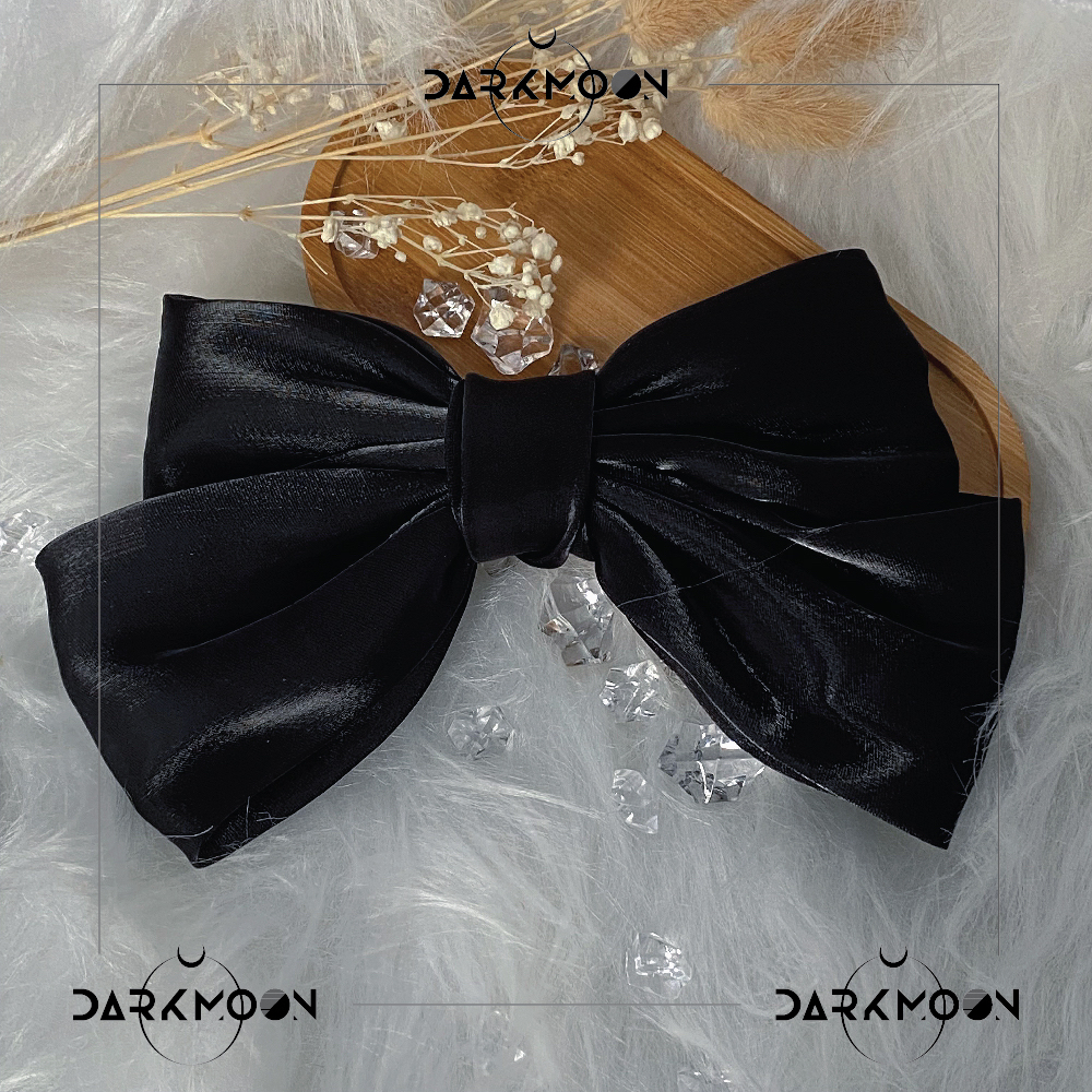 Kẹp tóc nơ bigsize DARKMOON bằng vải lụa đen phong cách hàn quốc KT003