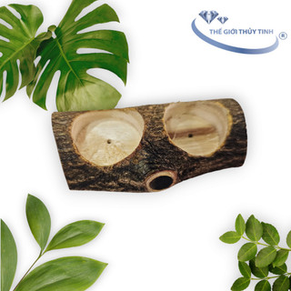Chân đế gỗ đựng 2 nến tealight - gỗ thiên nhiên