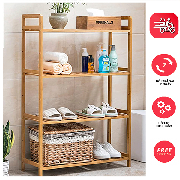 Kệ Để Đồ Đa Năng 4 Tầng dùng để Sách Vở, Giày Dép, Nhà Bếp, Decor Văn Phòng, Chậu Hoa