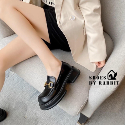 Giày đốc nữ, giày moca nữ, loafer, giày da bóng mũi tròn đế cao