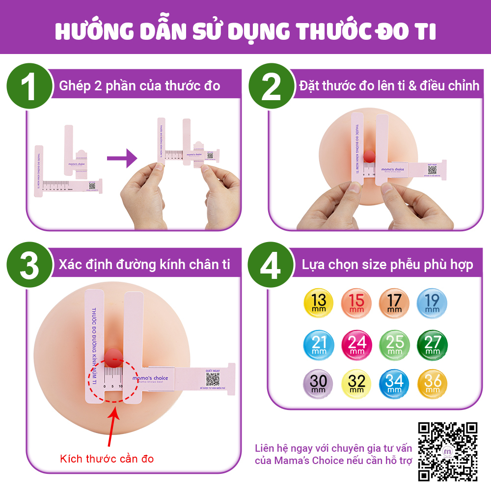 Thước Đo Ti Mama’s Choice, Xác Định Đường Kính Núm Ti Mẹ, Giúp Mẹ Chọn Được Size Phễu Phù Hợp Khi Hút Sữa