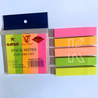 Xấp 100 tờ giấy ghi chú 3x3 5 màu dạ quang gstar bảng nhỏ, giấy note - vpp happy kids