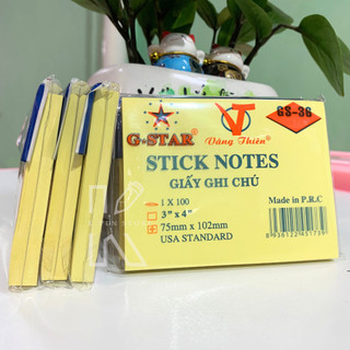 Xấp 100 Tờ Giấy Note Vàng 3x4 Gstar