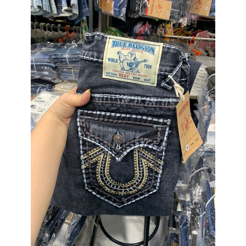 Quần jeans nam nắp túi chỉ nổi