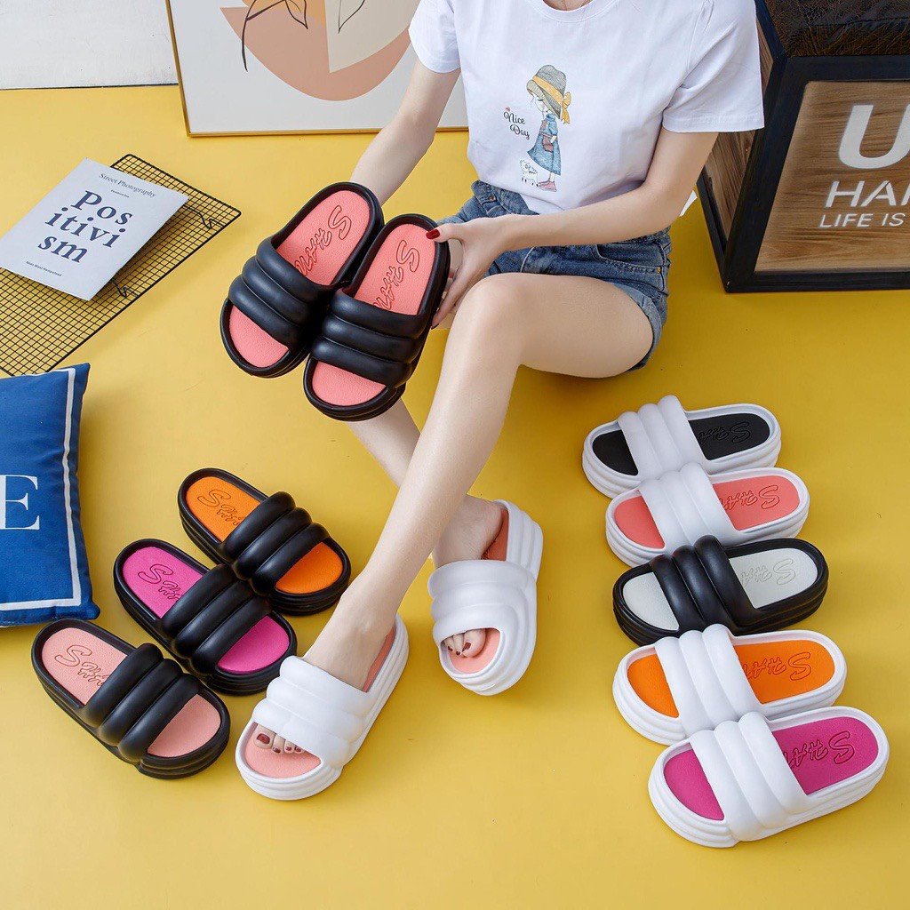 Dép bánh mì nam nữ quai ngang đế cao 7cm nhiều màu, chất liệu eva cao cấp không thấm nước, Hàng Full Box, Dép Hot 2023