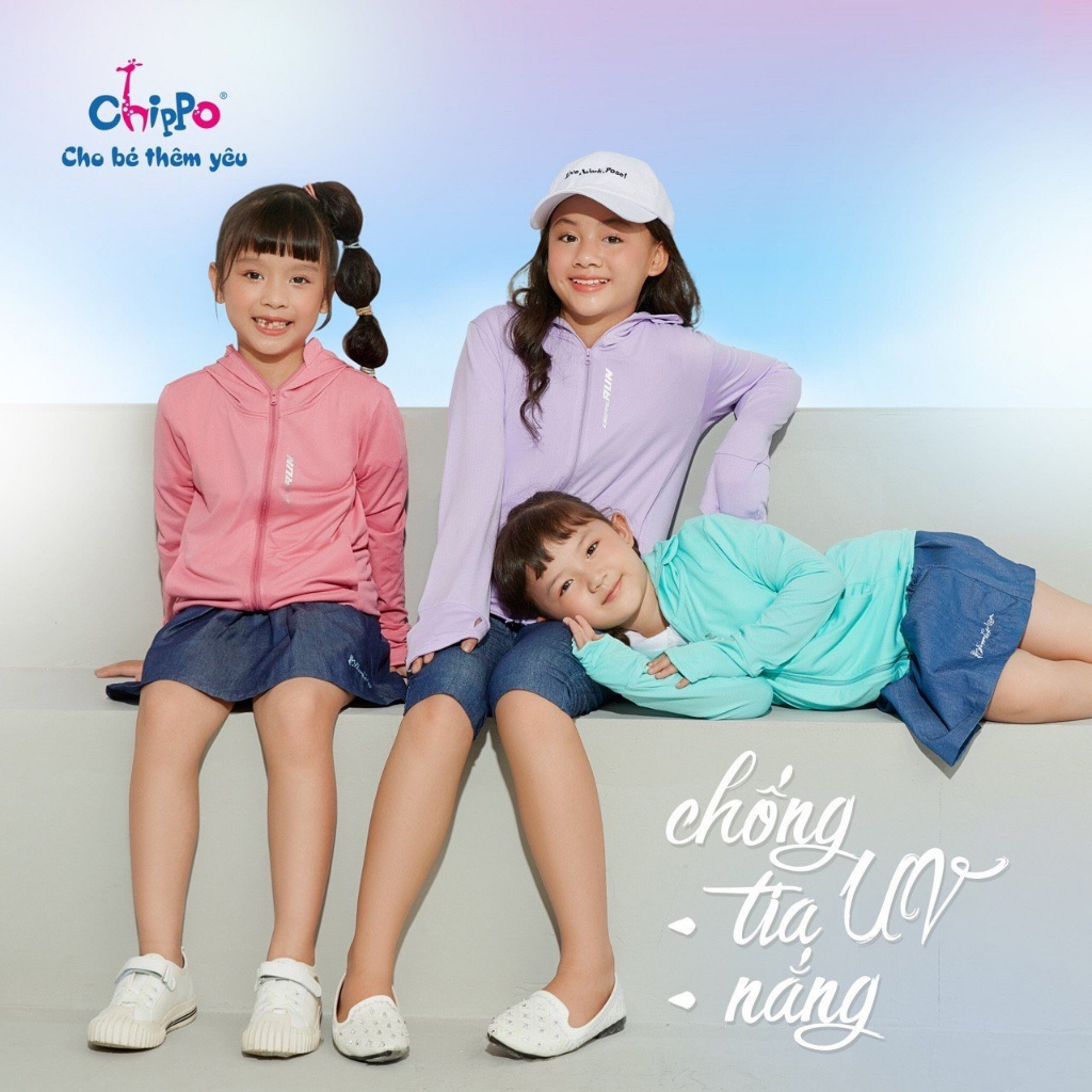 Áo chống nắng trẻ em Chippo Sunstop Air mềm nhẹ thoáng khí mũ liền cho bé 2-15 Tuổi