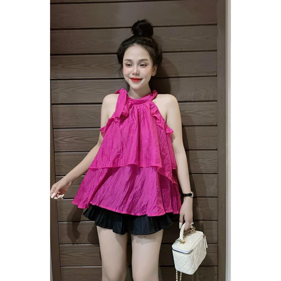 Áo Tơ Yếm Buộc Nơ Tông Màu Siêu Hot