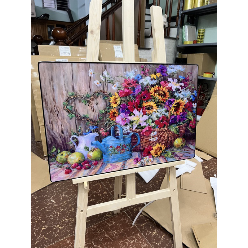 D1 Tranh Treo Tường Hoa Vintage Cúc Mẫu đơn Hồng Ly Decor Phòng Ngủ/ Phòng Khách Phong Cảnh Họa tiết sơn dầu