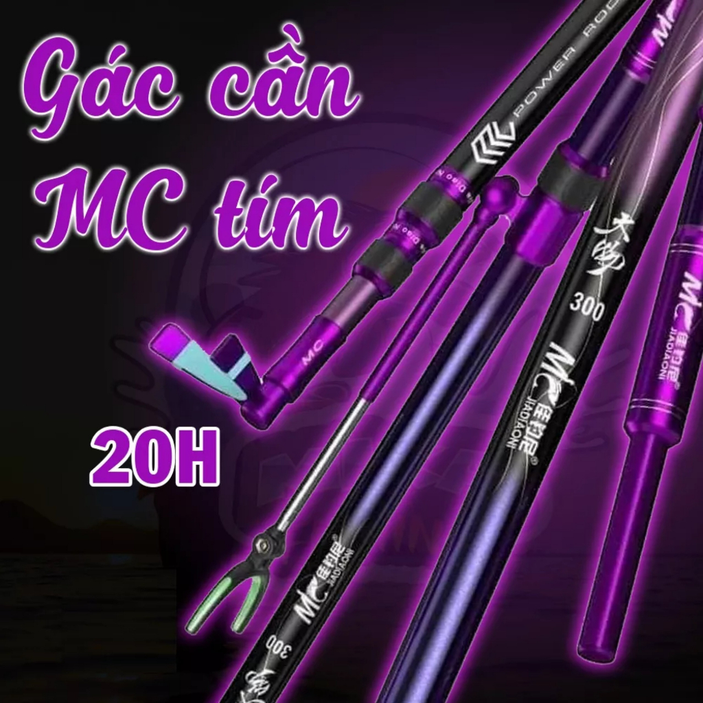 Gác Cần Săn Hàng MC Tím 20H Cao Cấp 3m-4m, Gác Cần Câu Đài 5m4-11m