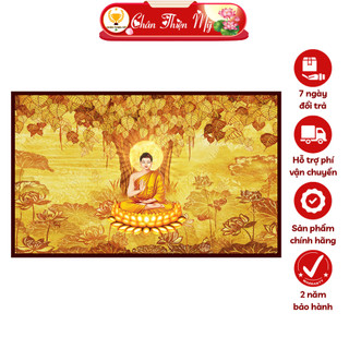 Đèn hào quang phật thích ca cây bồ đề in tranh trúc chỉ ngang chân thiện mỹ, trang trí bàn thờ, treo phòng thờ tc-tn-97