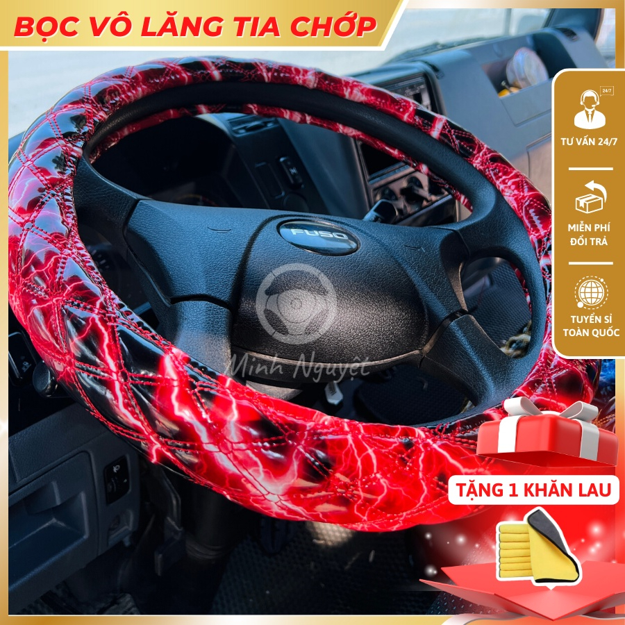Bọc Vô Lăng Thái hình sấm sét Loại 1, bọc vô lăng xe con, xe tải, xe du lịch Phản Quang đủ size 38cm - 49cm