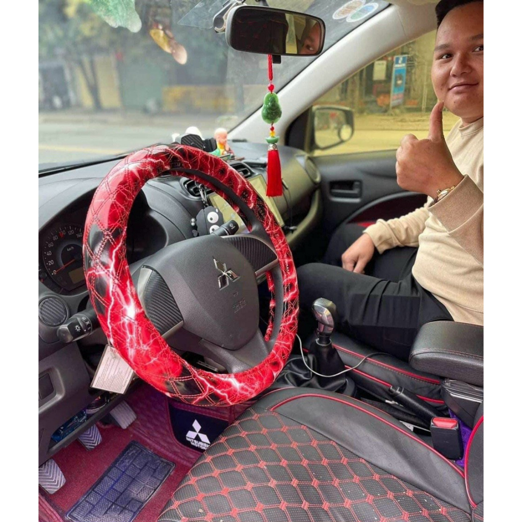 Bọc Vô Lăng Thái hình sấm sét Loại 1, bọc vô lăng xe con, xe tải, xe du lịch Phản Quang đủ size 38cm - 49cm