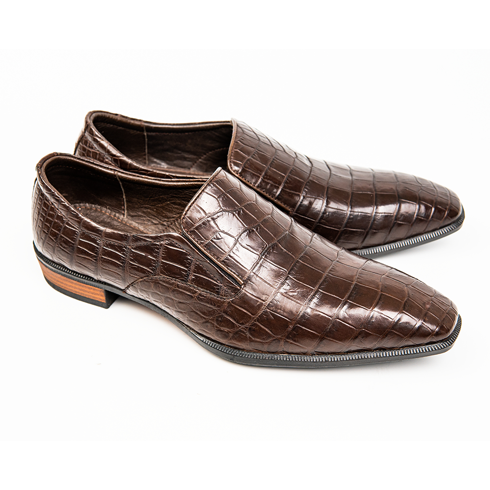 Dày tây nam công sở da bụng cá sấu thật đế cao su chính hãng NASANO GA1101