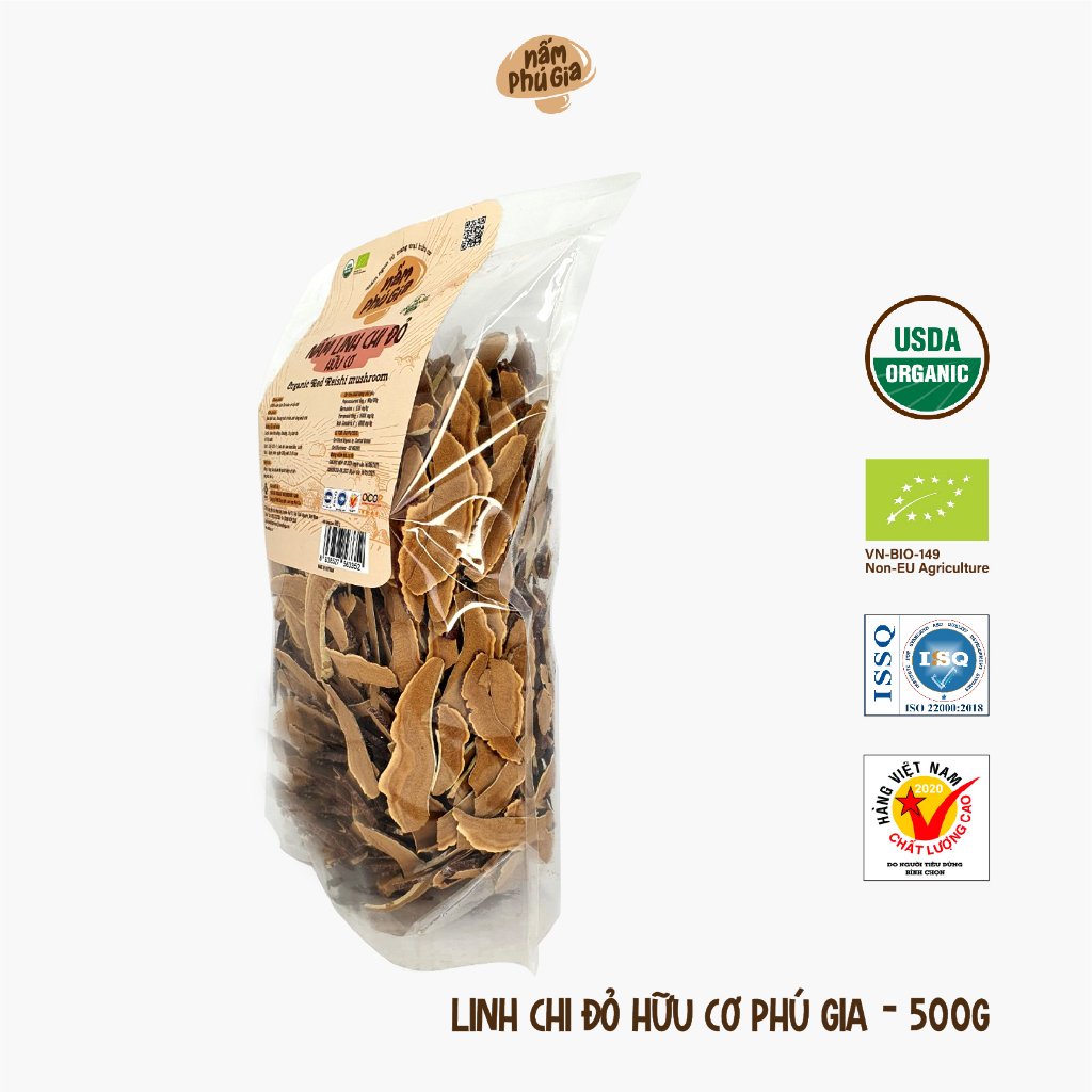 Nấm Linh Chi Đỏ Hữu Cơ Thái Lát Gói 300g/ 500g