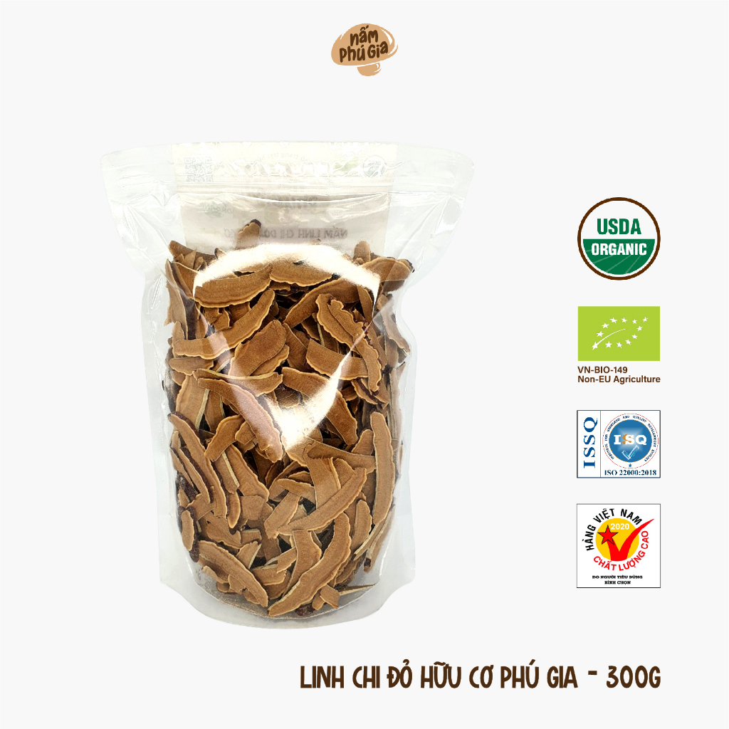 Nấm Linh Chi Đỏ Hữu Cơ Thái Lát Gói 300g/ 500g