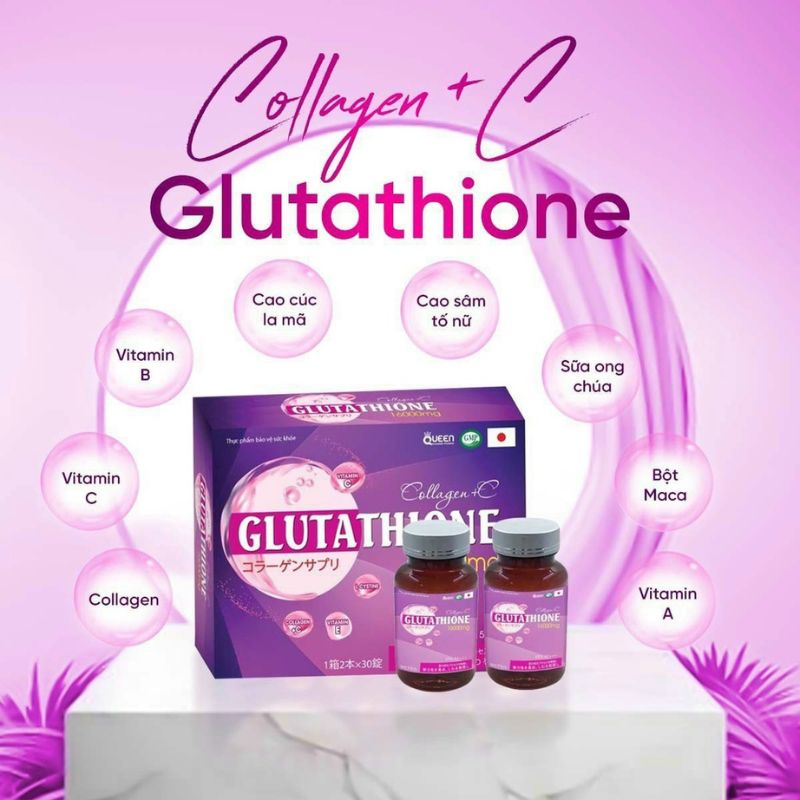 Viên uống hỗ trợ trắng da glutathione 16000mg, Collagen +C mờ nám giảm tàn nhang chống lão hoá da | BigBuy360 - bigbuy360.vn