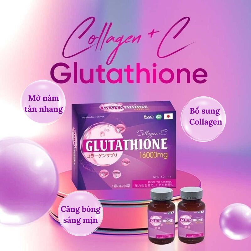 Viên uống hỗ trợ trắng da glutathione 16000mg, Collagen +C mờ nám giảm tàn nhang chống lão hoá da | BigBuy360 - bigbuy360.vn