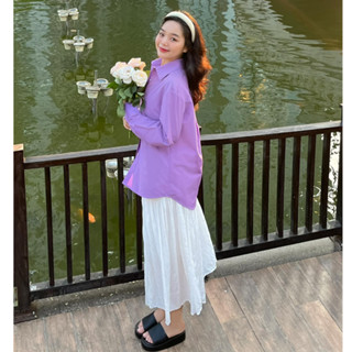 Áo sơ mi tím Fabric Holic dáng rộng