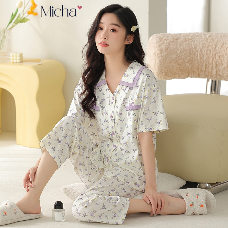 Pyjama nữ quần lỡ họa tiết hoa nhí dễ thương - Micha P21