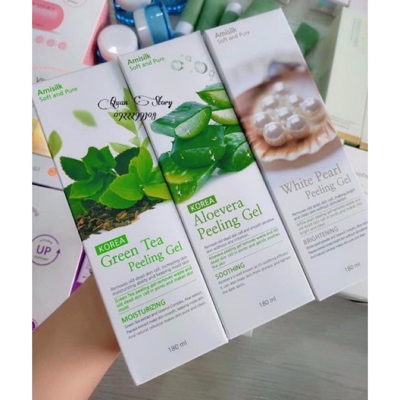 Tẩy da chết trắng da Amisilk Green Tea Peeling Gel Hàn Quốc 180ml