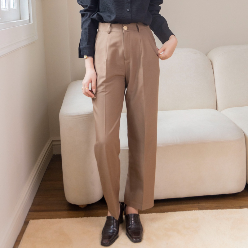 Quần tây ống đứng quần âu trẻ trung hiện đại chất liệu cotton hàn nâu cà phê thoáng mát ít nhăn trẻ trung KHÀN BLAZER