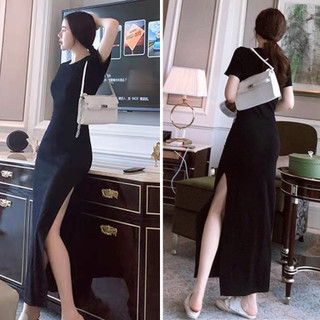 Đầm body tay ngắn / váy dáng dài xẻ quyến rũ