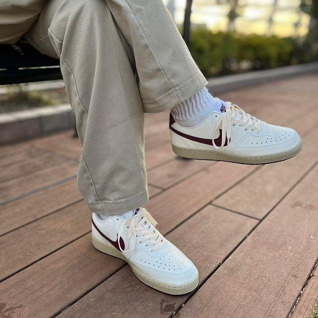 Giày Sneaker Nike Court Vision Low Next Nature Sail Dark  Trắng Đỏ | PiuPiu Authentic