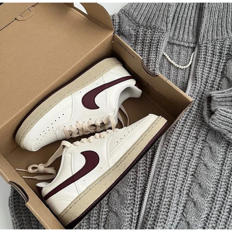 Giày Sneaker Nike Court Vision Low Next Nature Sail Dark  Trắng Đỏ | PiuPiu Authentic