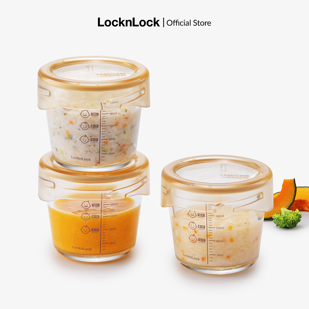 Hộp đựng thức ăn cho bé Lock&Lock baby food container 280ml bằng thủy tinh borosilicate và nhựa tritan LLG542S3IVY