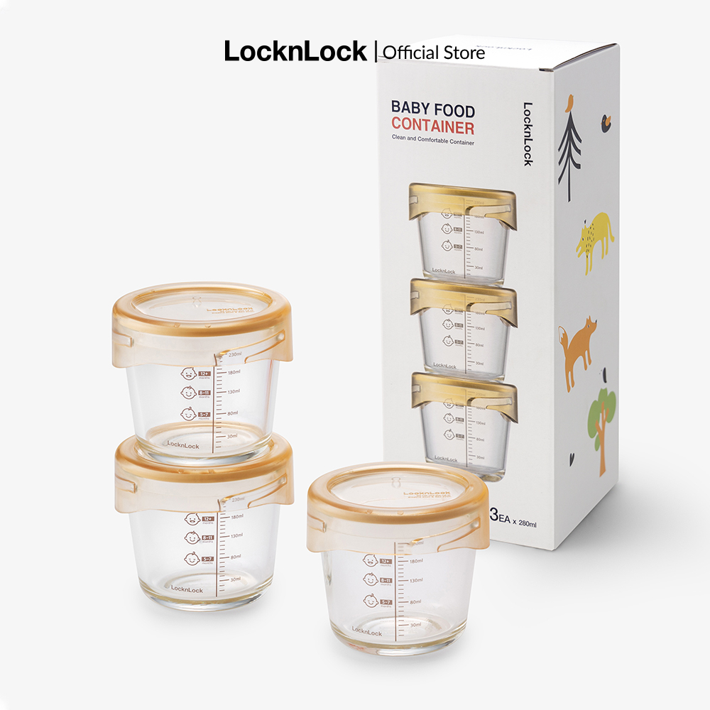 Hộp đựng thức ăn cho bé Lock&Lock baby food container 280ml bằng thủy tinh borosilicate và nhựa tritan LLG542S3IVY