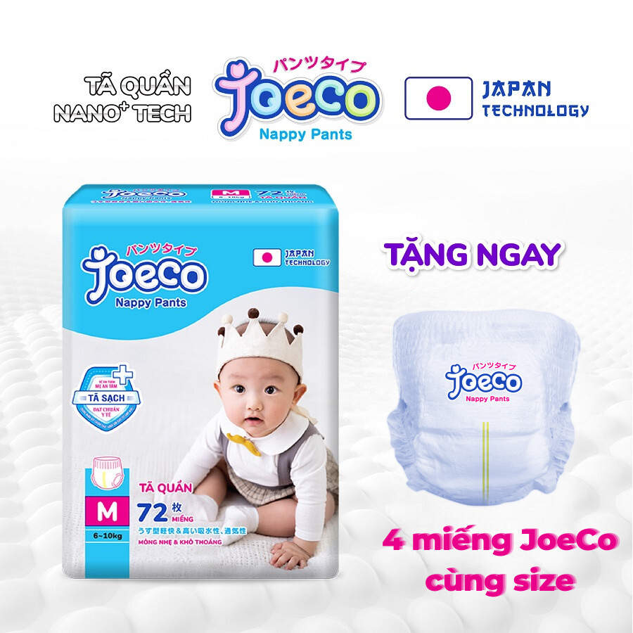 (Tặng 4 miếng) Tã quần JoeCo size M72/L66/XL60/XXL54