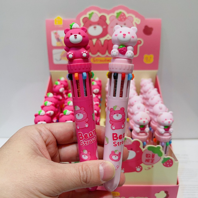 Bút Bấm 10 Màu Gấu Dâu/Lotso Xinh Xắn